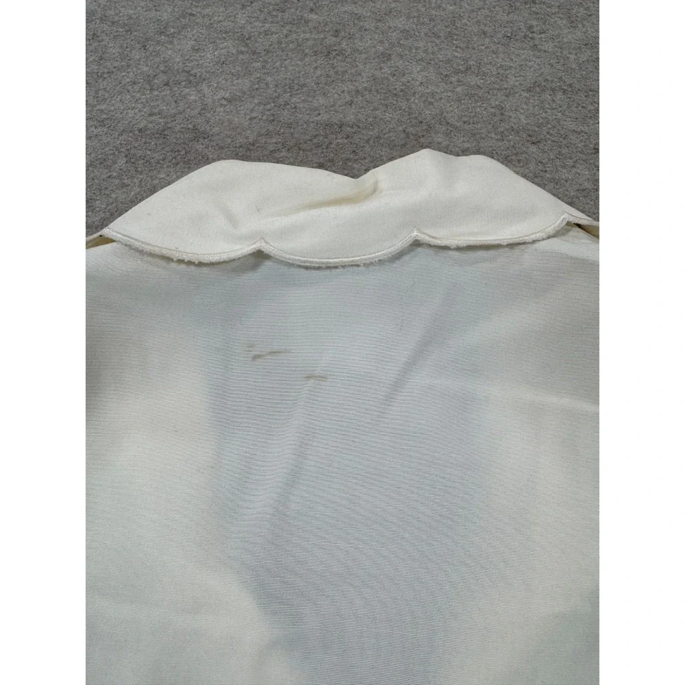 Jantzen Womens 12 Cream Embroidered Paisley Scalloped Collar Blouse Shirt